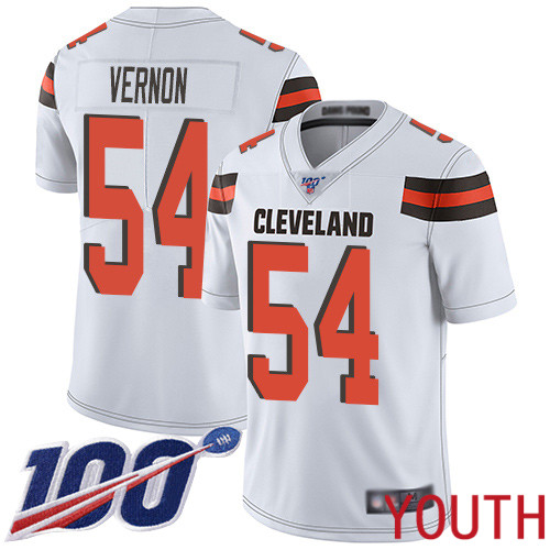 Cleveland Browns Olivier Vernon Youth White Limited Jersey 54 NFL Football Road 100th Season Vapor Untouchable